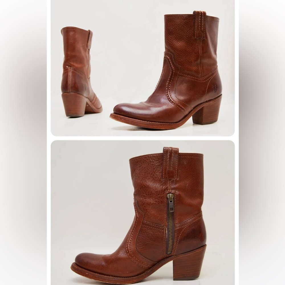 Frye Jane Trapunto Leather Short Boot Size 6.5 EUC